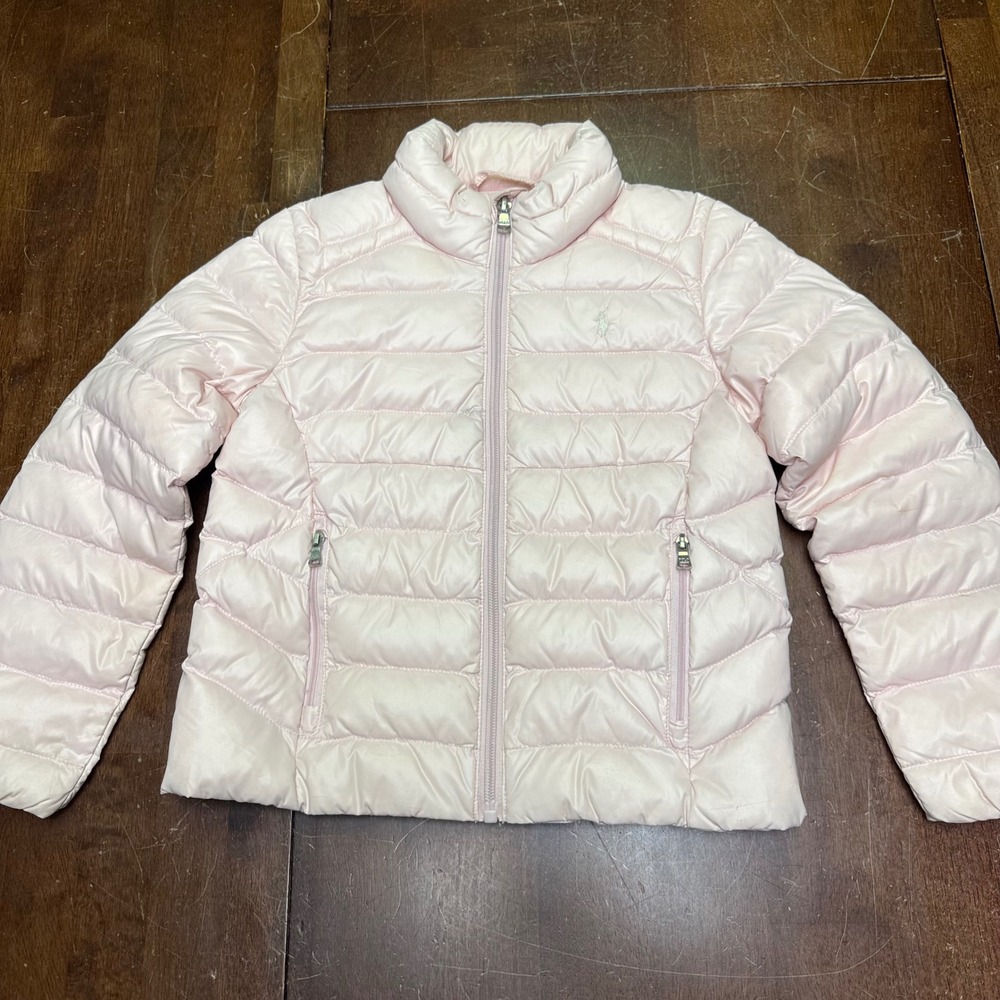 Polo Ralph Lauren Puffer Jacket Kids Size 6 Light Pink Quilted Zip Up Coat